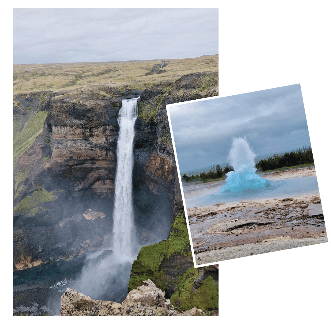 cascade et geyser en Islande